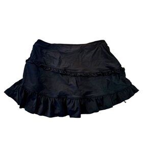 St John's Bay Ruffle Skort Swim Skirt Athletic Black Size 16